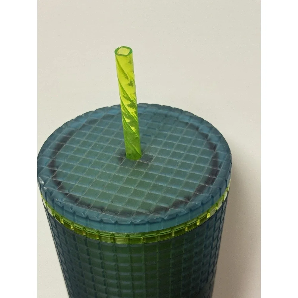 Starbucks 2022 Mountain Dew Green Yellow Blue 24oz Grid Cold Cup Tumbler